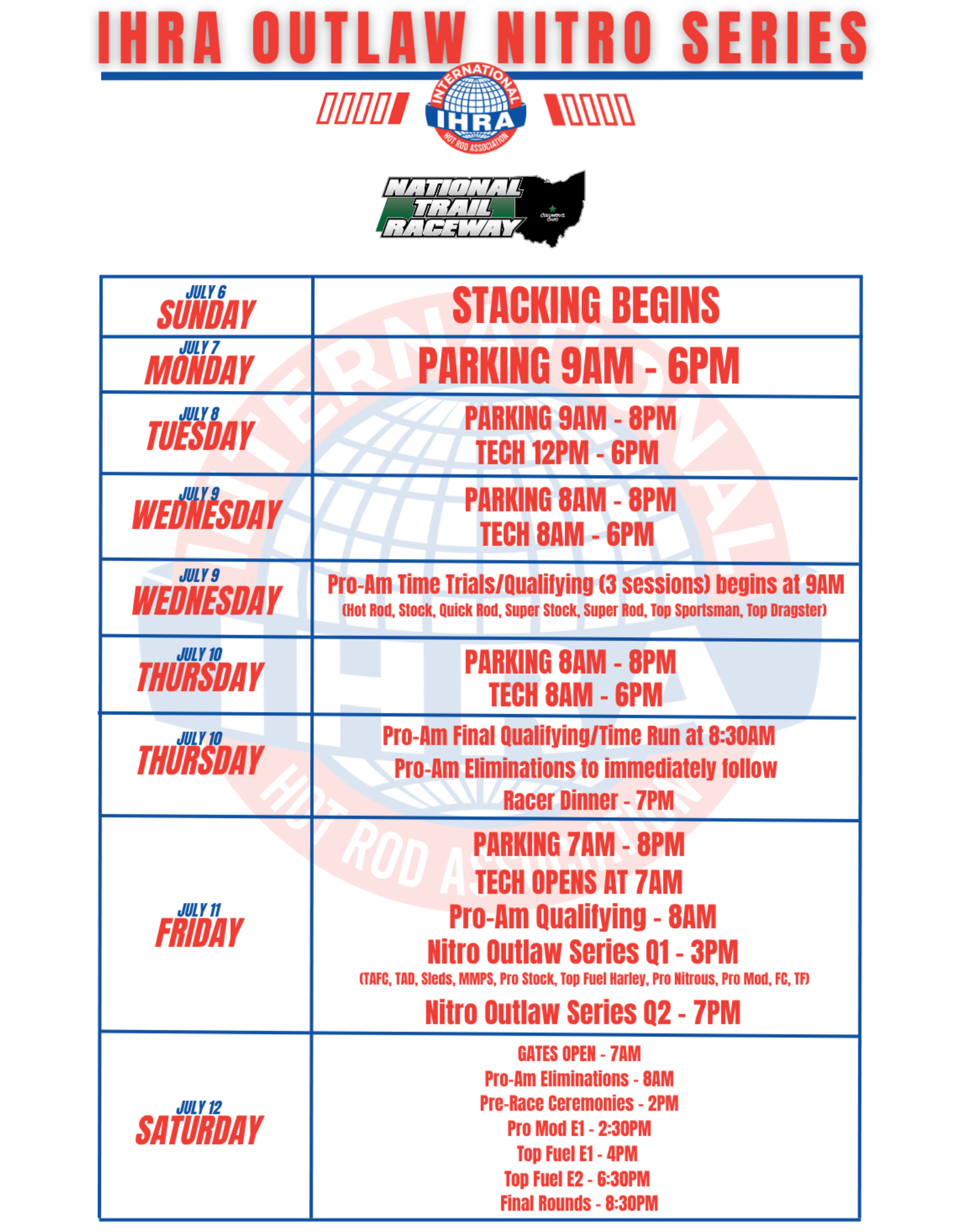 IHRA ONS NTR1 Schedule