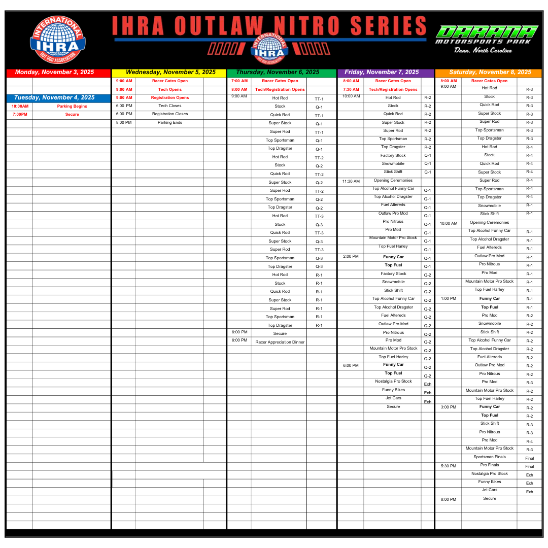 Schedule update 11.6.25